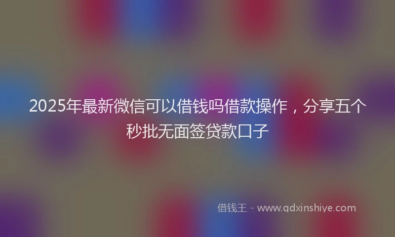 2025年最新微信可以借钱吗借款操作，分享五个秒批无面签贷款口子