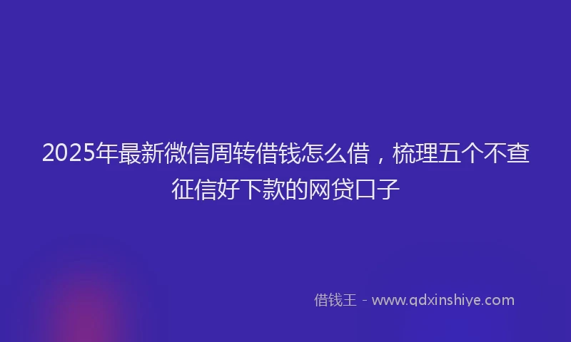 2025年最新微信周转借钱怎么借，梳理五个不查征信好下款的网贷口子