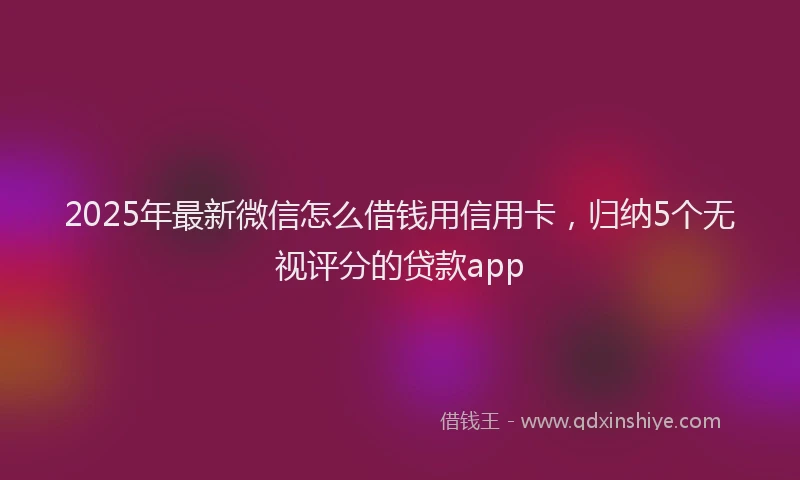 2025年最新微信怎么借钱用信用卡，归纳5个无视评分的贷款app