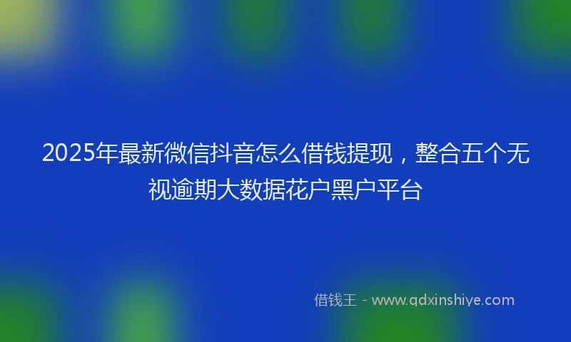 2025年最新微信抖音怎么借钱提现，整合五个无视逾期大数据花户黑户平台