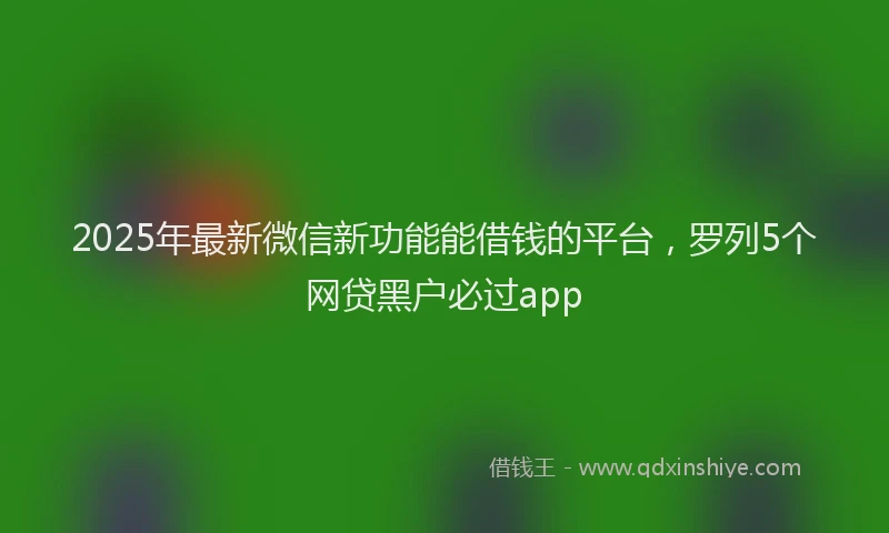 2025年最新微信新功能能借钱的平台，罗列5个网贷黑户必过app