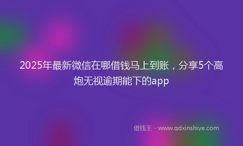 2025年最新微信在哪借钱马上到账，分享5个高炮无视逾期能下的app