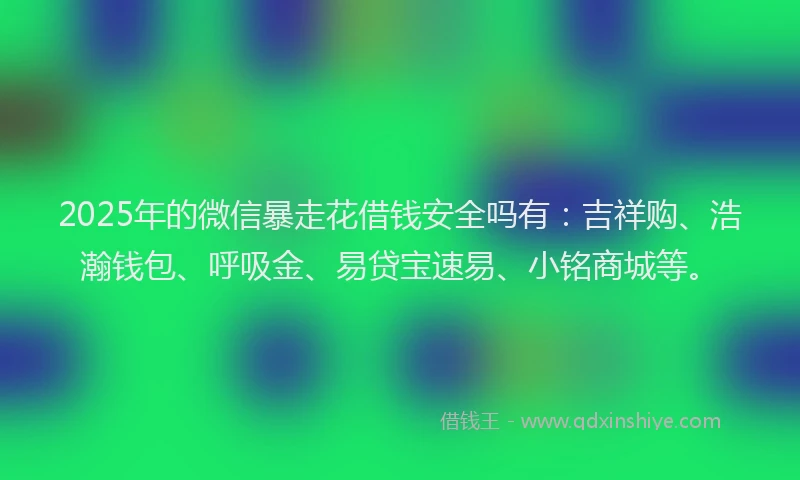 2025年的微信暴走花借钱安全吗有：吉祥购、浩瀚钱包、呼吸金、易贷宝速易、小铭商城等。