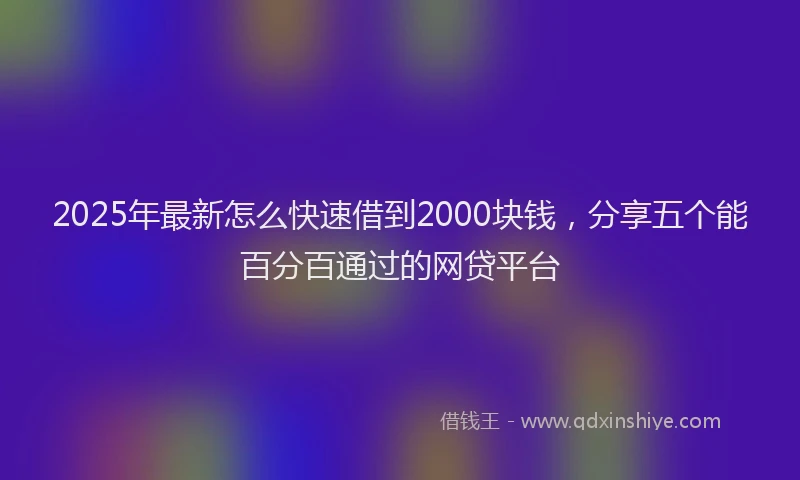 2025年最新怎么快速借到2000块钱，分享五个能百分百通过的网贷平台