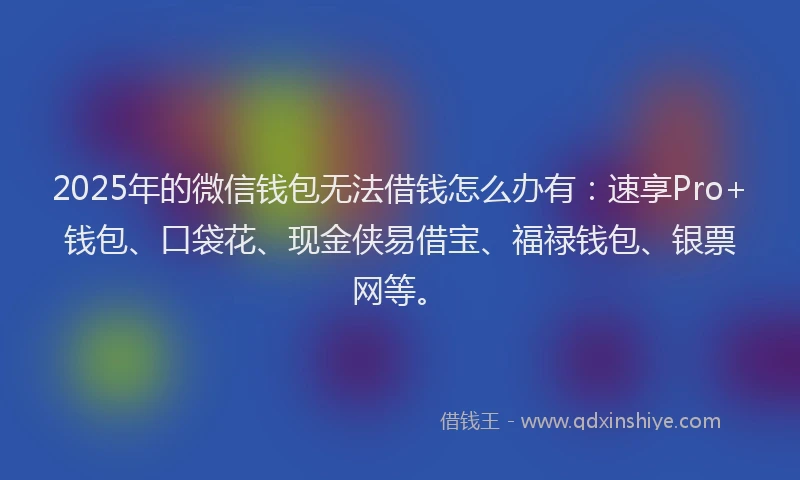 2025年的微信钱包无法借钱怎么办有：速享Pro+钱包、口袋花、现金侠易借宝、福禄钱包、银票网等。