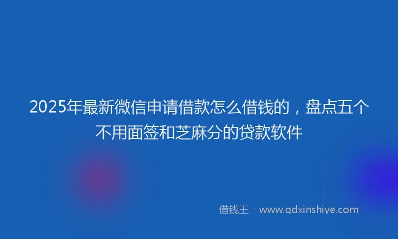 2025年最新微信申请借款怎么借钱的，盘点五个不用面签和芝麻分的贷款软件