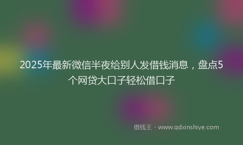 2025年最新微信半夜给别人发借钱消息，盘点5个网贷大口子轻松借口子