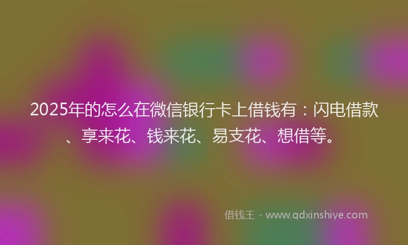 2025年的怎么在微信银行卡上借钱有：闪电借款、享来花、钱来花、易支花、想借等。