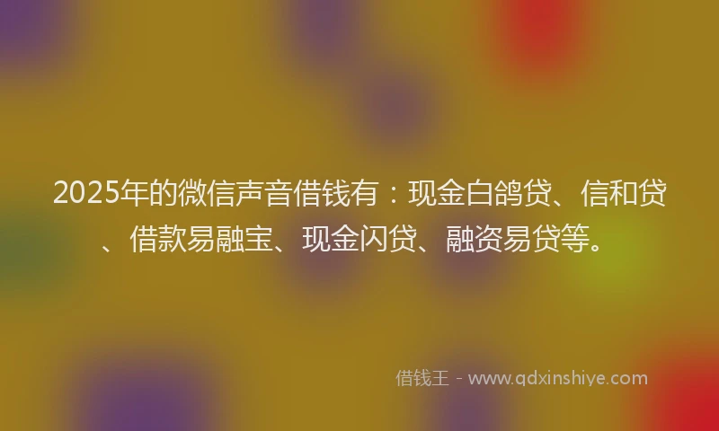2025年的微信声音借钱有：现金白鸽贷、信和贷、借款易融宝、现金闪贷、融资易贷等。