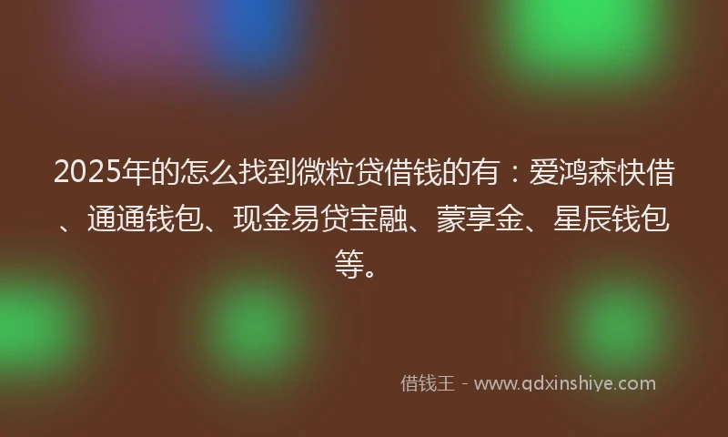 2025年的怎么找到微粒贷借钱的有：爱鸿森快借、通通钱包、现金易贷宝融、蒙享金、星辰钱包等。