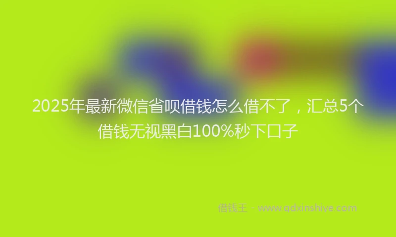 2025年最新微信省呗借钱怎么借不了，汇总5个借钱无视黑白100%秒下口子