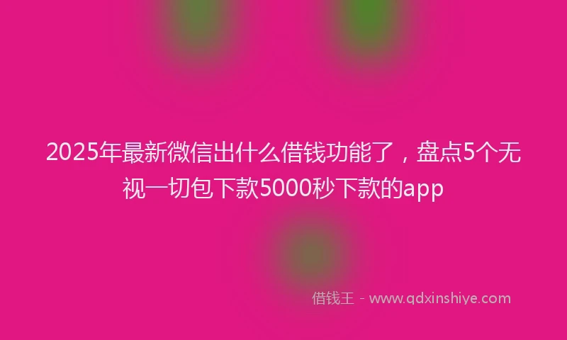 2025年最新微信出什么借钱功能了，盘点5个无视一切包下款5000秒下款的app