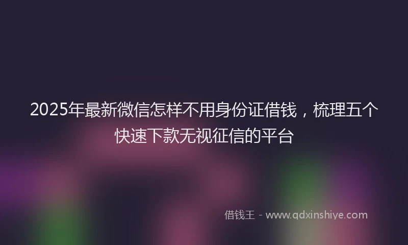 2025年最新微信怎样不用身份证借钱，梳理五个快速下款无视征信的平台
