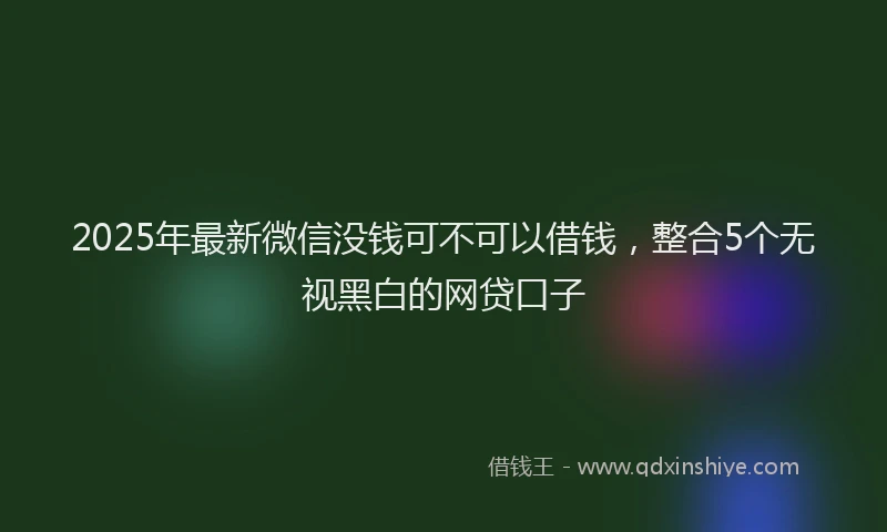 2025年最新微信没钱可不可以借钱，整合5个无视黑白的网贷口子
