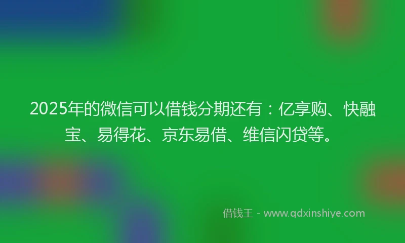 2025年的微信可以借钱分期还有：亿享购、快融宝、易得花、京东易借、维信闪贷等。