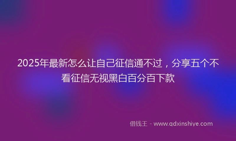 2025年最新怎么让自己征信通不过，分享五个不看征信无视黑白百分百下款