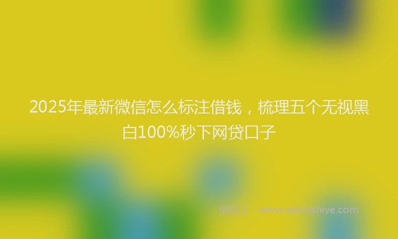 2025年最新微信怎么标注借钱，梳理五个无视黑白100%秒下网贷口子