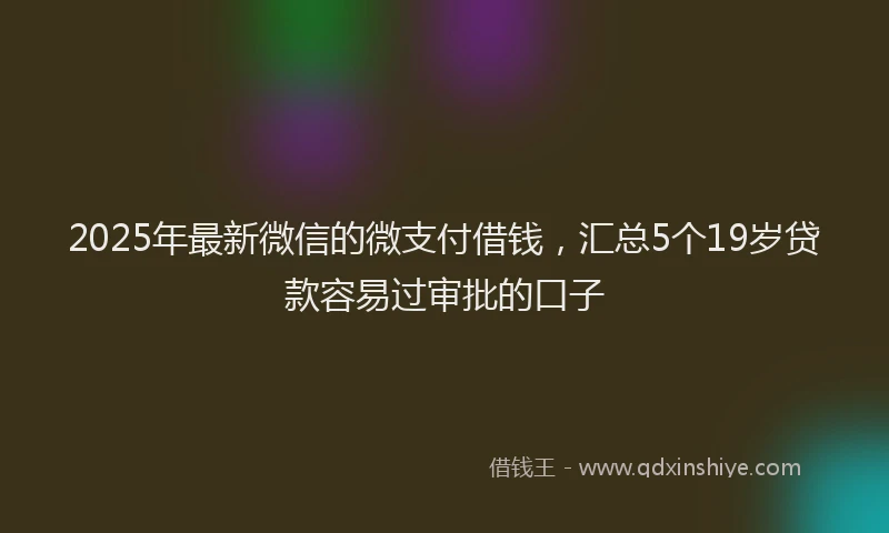 2025年最新微信的微支付借钱，汇总5个19岁贷款容易过审批的口子