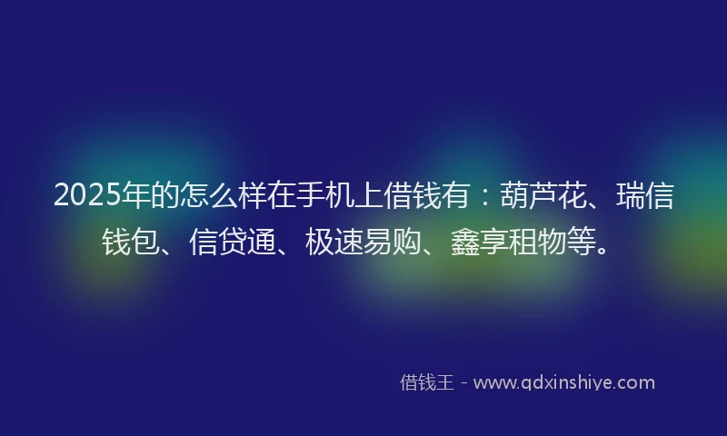 2025年的怎么样在手机上借钱有：葫芦花、瑞信钱包、信贷通、极速易购、鑫享租物等。