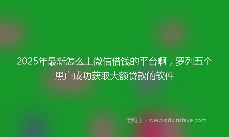 2025年最新怎么上微信借钱的平台啊，罗列五个黑户成功获取大额贷款的软件