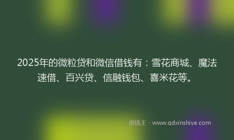 2025年的微粒贷和微信借钱有：雪花商城、魔法速借、百兴贷、信融钱包、喜米花等。