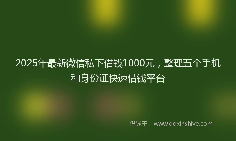 2025年最新微信私下借钱1000元，整理五个手机和身份证快速借钱平台