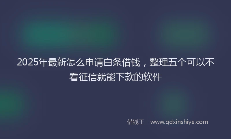 2025年最新怎么申请白条借钱，整理五个可以不看征信就能下款的软件