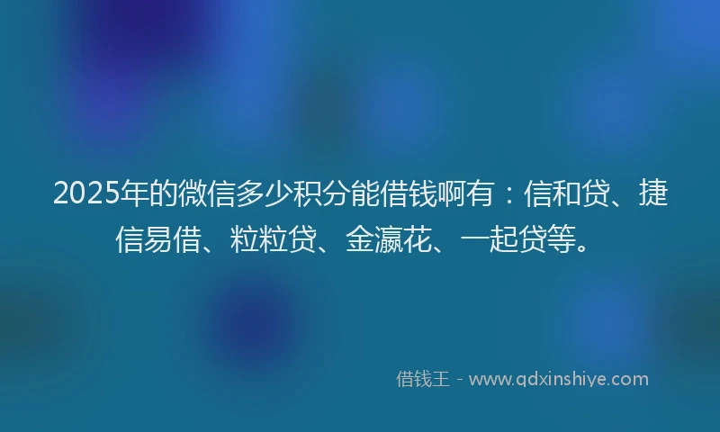 2025年的微信多少积分能借钱啊有：信和贷、捷信易借、粒粒贷、金瀛花、一起贷等。