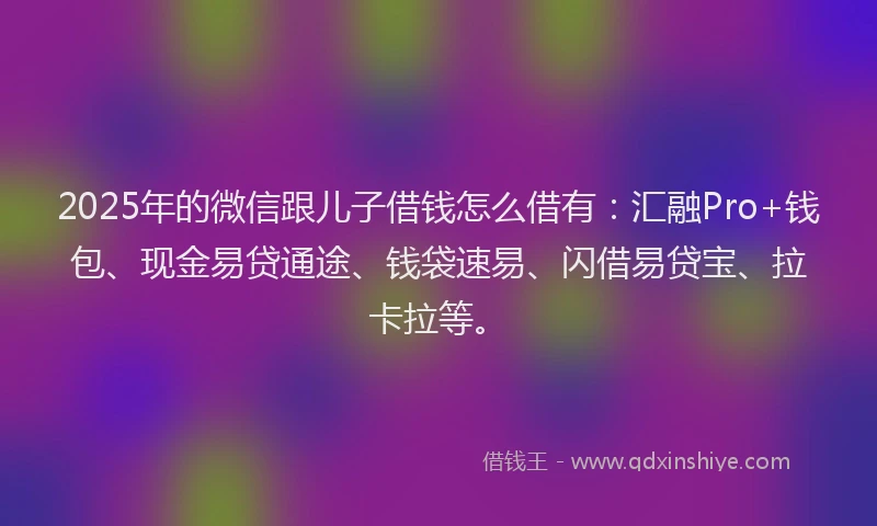 2025年的微信跟儿子借钱怎么借有：汇融Pro+钱包、现金易贷通途、钱袋速易、闪借易贷宝、拉卡拉等。