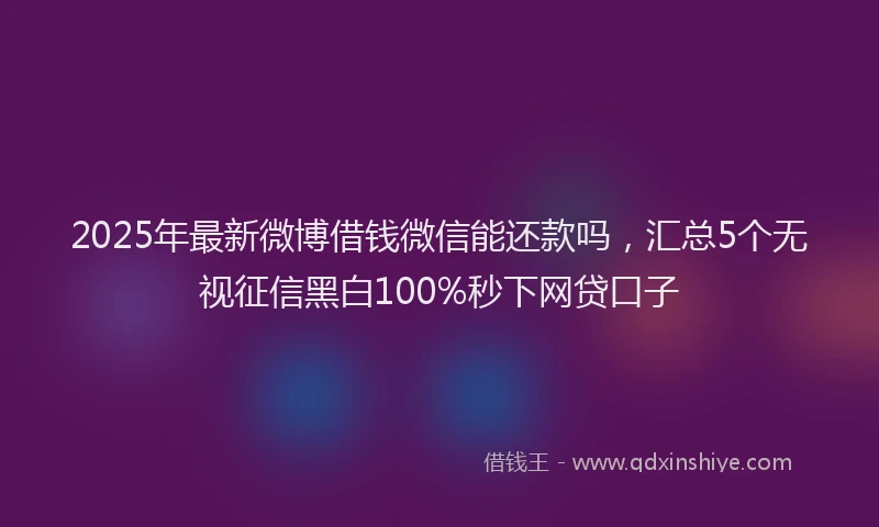 2025年最新微博借钱微信能还款吗，汇总5个无视征信黑白100%秒下网贷口子