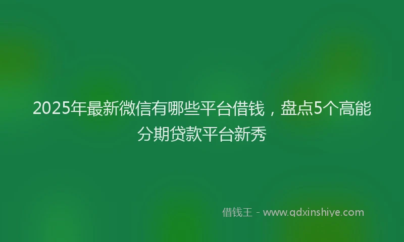 2025年最新微信有哪些平台借钱，盘点5个高能分期贷款平台新秀