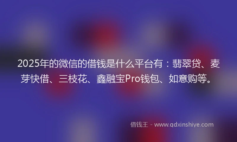 2025年的微信的借钱是什么平台有：翡翠贷、麦芽快借、三枝花、鑫融宝Pro钱包、如意购等。
