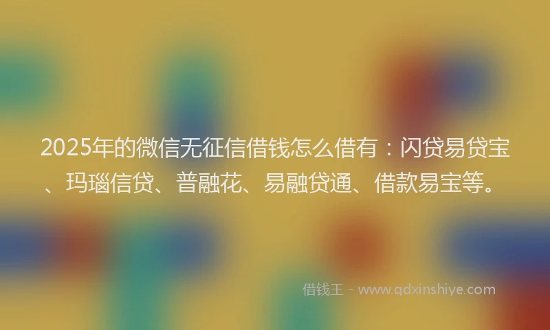 2025年的微信无征信借钱怎么借有：闪贷易贷宝、玛瑙信贷、普融花、易融贷通、借款易宝等。