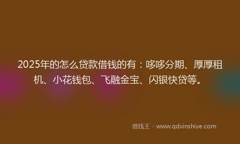 2025年的怎么贷款借钱的有：哆哆分期、厚厚租机、小花钱包、飞融金宝、闪银快贷等。