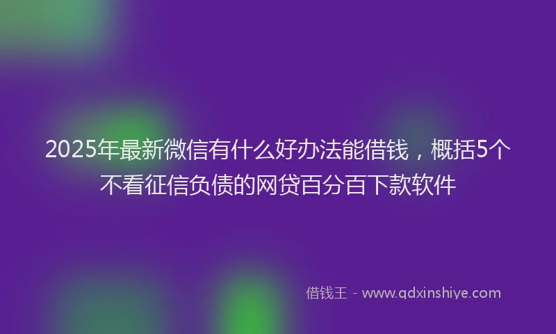 2025年最新微信有什么好办法能借钱，概括5个不看征信负债的网贷百分百下款软件
