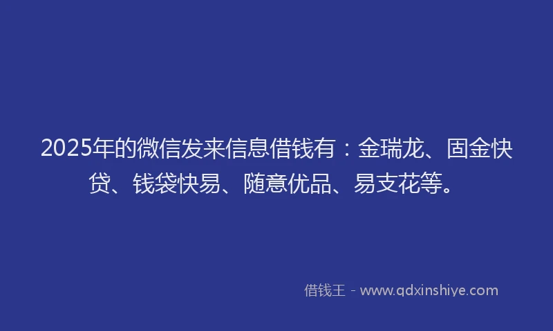 2025年的微信发来信息借钱有：金瑞龙、固金快贷、钱袋快易、随意优品、易支花等。