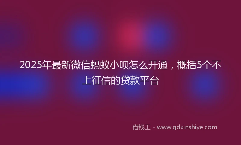 2025年最新微信蚂蚁小呗怎么开通，概括5个不上征信的贷款平台