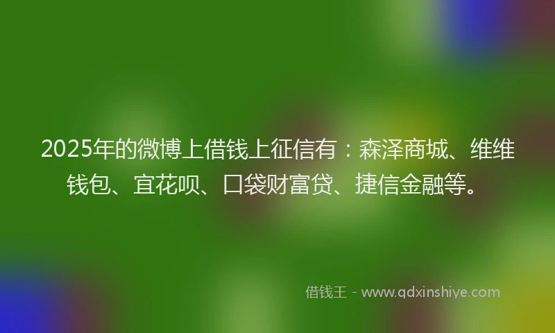 2025年的微博上借钱上征信有：森泽商城、维维钱包、宜花呗、口袋财富贷、捷信金融等。