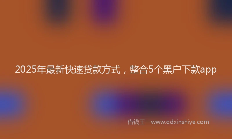 2025年最新快速贷款方式，整合5个黑户下款app