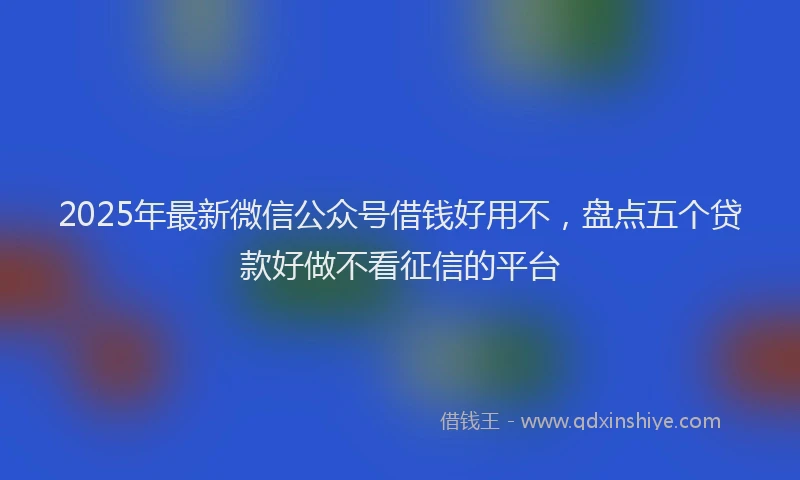 2025年最新微信公众号借钱好用不，盘点五个贷款好做不看征信的平台