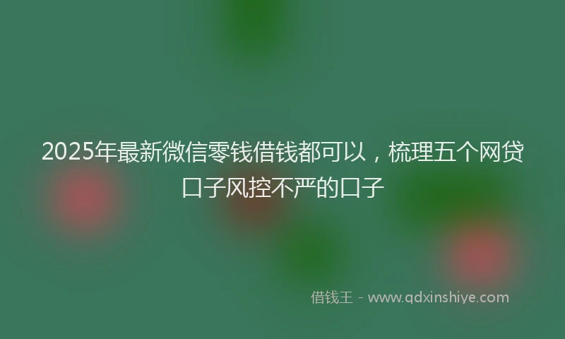 2025年最新微信零钱借钱都可以，梳理五个网贷口子风控不严的口子