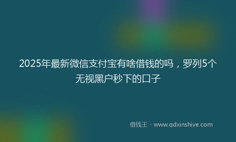 2025年最新微信支付宝有啥借钱的吗，罗列5个无视黑户秒下的口子