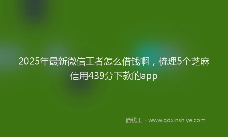 2025年最新微信王者怎么借钱啊，梳理5个芝麻信用439分下款的app