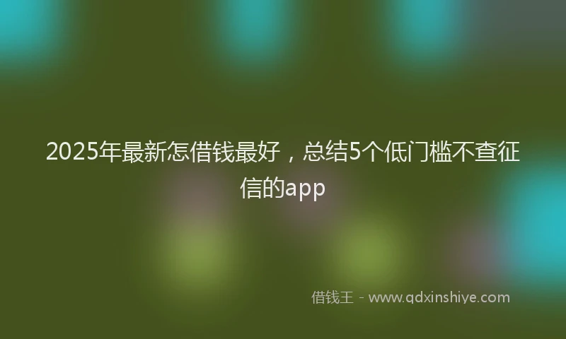 2025年最新怎借钱最好，总结5个低门槛不查征信的app