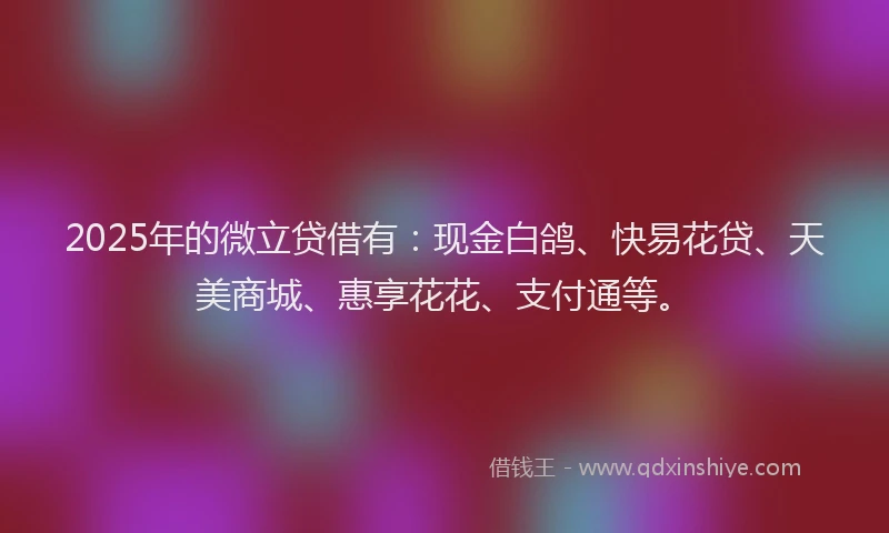 2025年的微立贷借有：现金白鸽、快易花贷、天美商城、惠享花花、支付通等。