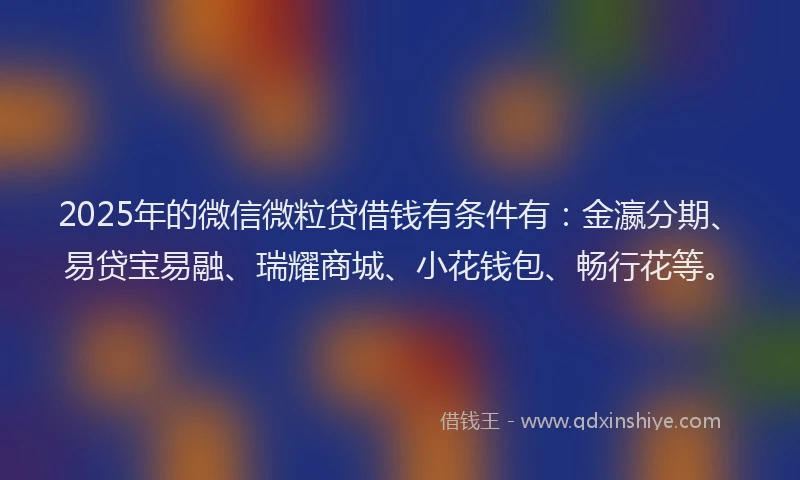 2025年的微信微粒贷借钱有条件有：金瀛分期、易贷宝易融、瑞耀商城、小花钱包、畅行花等。