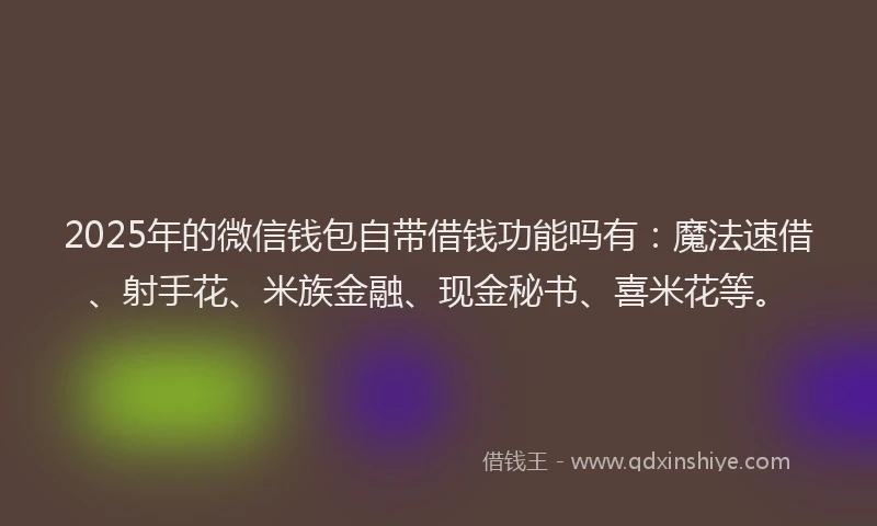 2025年的微信钱包自带借钱功能吗有：魔法速借、射手花、米族金融、现金秘书、喜米花等。
