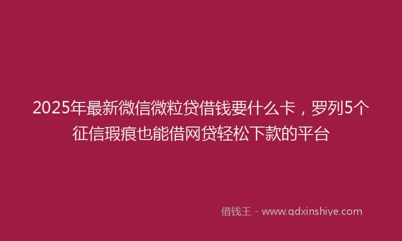 2025年最新微信微粒贷借钱要什么卡，罗列5个征信瑕疵也能借网贷轻松下款的平台
