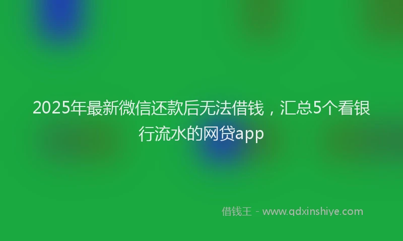 2025年最新微信还款后无法借钱，汇总5个看银行流水的网贷app