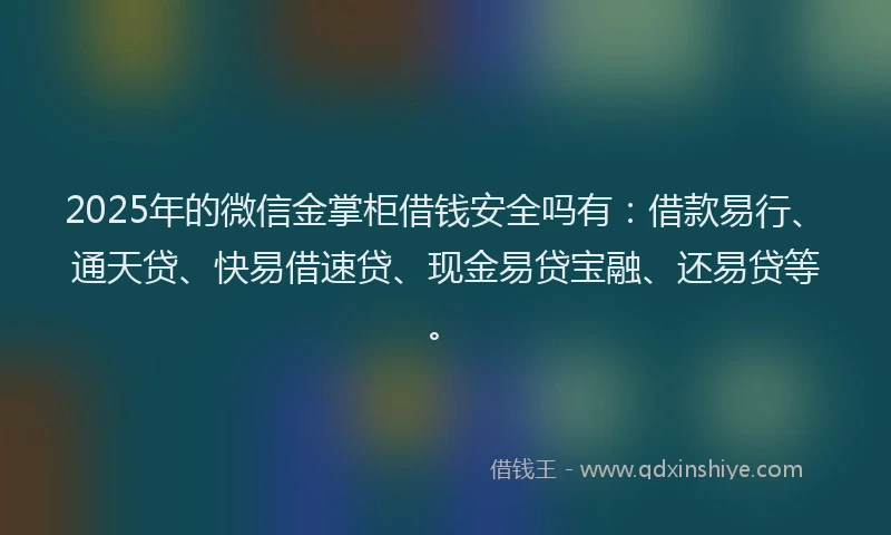 2025年的微信金掌柜借钱安全吗有：借款易行、通天贷、快易借速贷、现金易贷宝融、还易贷等。
